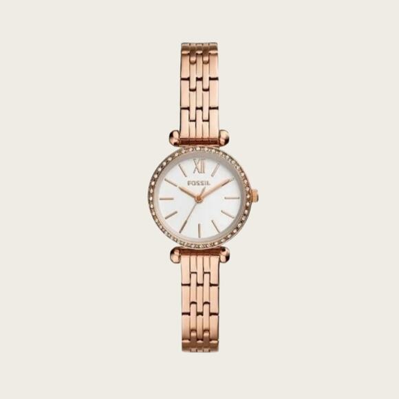 Fossil BQ3502 Tillie Mini Three-Hand Rose Gold Steel Watch - Picture 1 of 5
